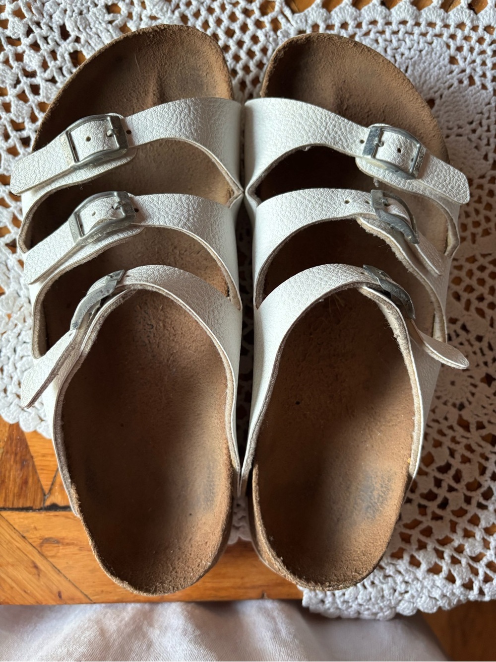 Birkenstock White Triple-Buckle Women’s Sandals